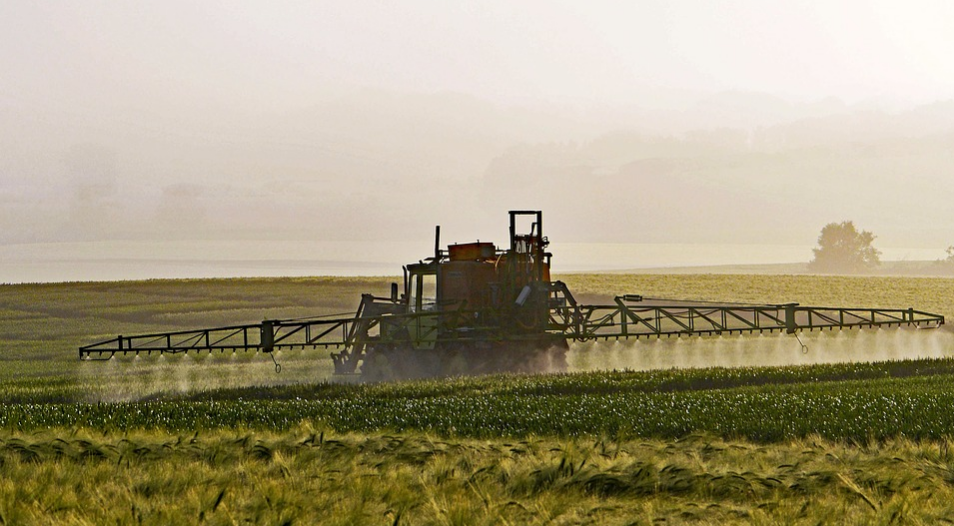 spraying crops in progress